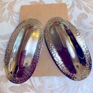 Southwest Inspired Earrings 3.25” Large Silver Tone Hammered Look Edges Lovely